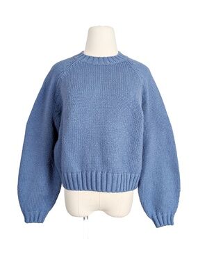 Gap Blue Knit Sweater Size XS Relaxed Fit Crew Neck Chunky